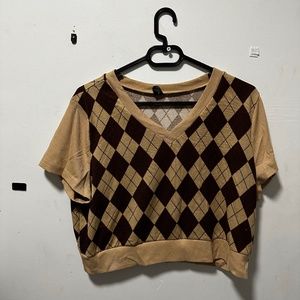 Brown Plaid Top